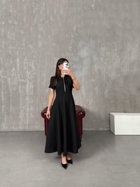Fiyona Siyah Önü Fermuar Detaylı Kısa Kollu Cepli Premium Pinterest ElbiseGausELBİSEGU100212
