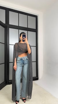 Puantiyeli Şifon Maxi Boy Pelerin GAUS-01457GAUSBLUZGAUS-01457