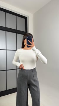 Antrasit Beli Lastikli Dikiş Detaylı Triko Pantolon GAUS-00856GAUSPANTOLONGAUS-00856