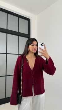 Bordo Önü Bağlamalı Premium Sakallı Hırka GAUS-0092GAUSHIRKAGAUS-0092