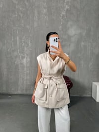 Ravi Taş Astarlı Belden Bağlamalı Gabardin YelekGausYELEKGU100427