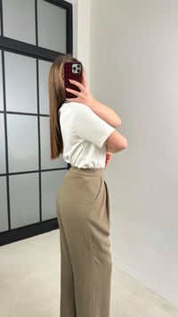 Haki Beli Lastikli Pile Detaylı Tencel Pantolon GAUS-00995GAUSPantsGAUS-00995