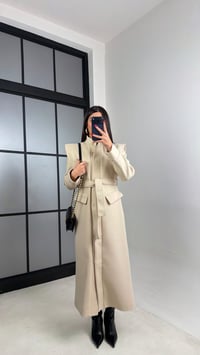 Taş Astarlı Kuşaklı Cep Detaylı Premium Kaşe Kaban GAUS-00963GAUSKABANGAUS-00963