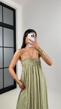 Yeşil Ayarlanabilir Askılı Astarlı Gipeli Tasarım Keten Takım Gaus00484GausELBİSEGU1002134