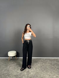 Siyah Kemer Detaylı Gabardin PantolonGausPANTOLONGU008448