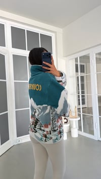 Ekru Petrol Yeşili Sırt Yazı Detaylı Fermuarlı Polar Sweatshirt GAUS-01911GAUSالسويت شيرت GAUS-01911