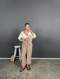 Funi Vizon Beli İpli Ayrobin Şalvar PantolonGausPANTOLONGU008630