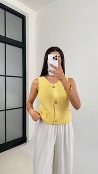 Sarı Cep Detaylı Gold Düğmeli Triko Yelek GAUS-0058GAUSYELEKGAUS-0058