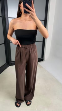 Kahve Beli Lastikli Tencel Pantolon GAUS-01331GAUSPANTOLONGAUS-01331