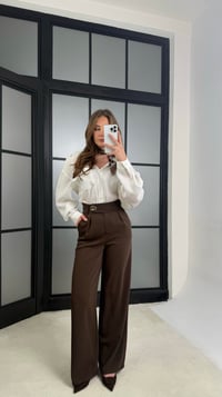 Acı Kahve Gold Toka Detaylı Pantolon GAUS-01168GAUSPantsGAUS-01168