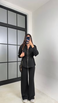 Siyah Beli Kuşaklı Hırka Pantolon İkili Modal Takım GAUS-00571GAUSSuitsGAUS-00571