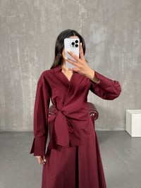 Bordo Bağlamalı Gömlek Etek Takım Gaus00114GausTAKIMGU1001249