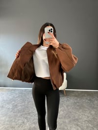 Kahverengi  Premium Kaşe Bomber CeketGausCEKETGU003017