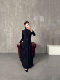 Jerse Siyah Balıkçı Yaka Tasarım Maxi ElbiseGausELBİSEGU00903920