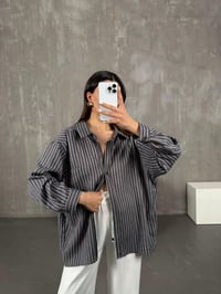 Antrasit Çizgili Oversize Gömlek Gaus0004GausGÖMLEKGU100984
