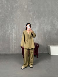 Rozali Yeşil Gabardin Kimono İkili TakımGausTAKIMGU100559
