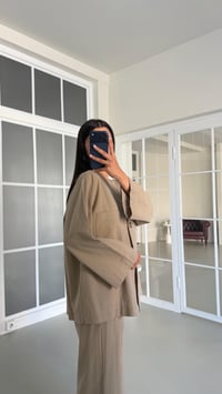 Vizon Kimono Beli Lastikli Pantolon İkili Keten Takım GAUS-01491GAUSSuitsGAUS-01491