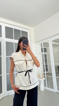 Ekru Kuşaklı Yelek Beli Lastikli Eşofman İkili Modal Takım GAUS-01827GAUSSuitsGAUS-01827