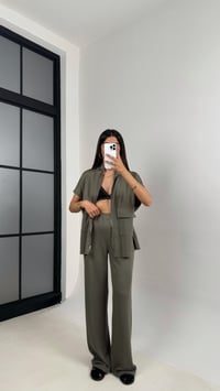 Haki Oys Muadil Cep Detaylı Fermuarlı Yelek Beli Lastikli Pantolon Model Takım Gaus00587GausTAKIMGU1002372