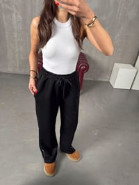 Brow Siyah Üç İplik Şardonsuz Fermuar Paçalı Eşofman AltıGausEŞOFMANGU00904251