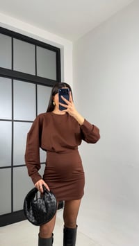 Acı Kahve Basic İki İplik Elbise GAUS-01067GAUSELBİSEGAUS-01067