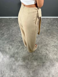 Loci Bej Belden Bağlamalı Yüksek Bel PantolonGausPANTOLONGU008358