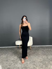 Anilia Siyah İp Askılı Maxi Uzun Elbise GausELBİSEGU004682