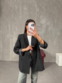 Vena Siyah Astarlı Vatkalı Blazer CeketGausCEKETGU100543