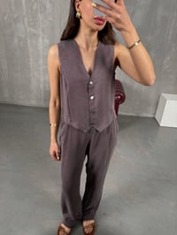 Kahve Yelek Pantolon Tensel Muadil Takım Gaus00112GausTAKIMGU1001245