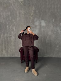 Luisa Kahve Kapüşonlu Modal Kumaş TakımGausTAKIMGU00904304