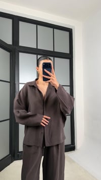 Acı Kahve Gömlek Beli Lastikli Pantolon Premium Tencel Kumaş Takım GAUS-01525GAUSSuitsGAUS-01525