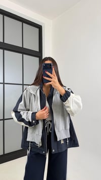 Lacivert Garnili Ceket Beli Lastikli Pantolon İkili Tasarım Takım GAUS-00699GAUSSuitsGAUS-00699