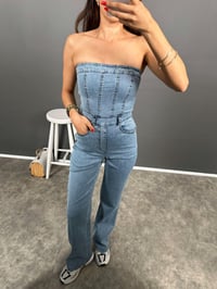 Ria Straplez Fermuarlı Denim TulumGausTULUMGU008875