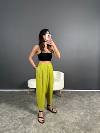 Wuud Yeşil İthal Kumaş Şalvar PantolonGausPANTOLONGU007080