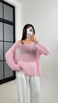 Pembe Ajurlu Triko Bluz Gaus00372GausBLUZGU1001871