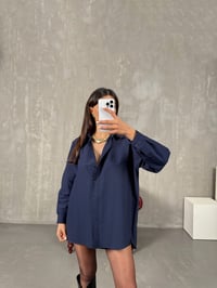 Zela Lacivert Pamuklu Oversize GömlekGausGÖMLEKGU100244