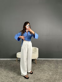 Beyaz Muadil Beyaz Palazzo Pantolon GausPANTOLONGU007160