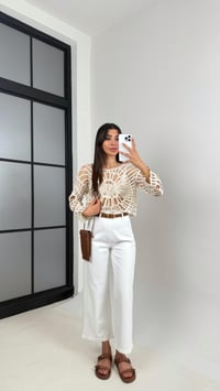Beyaz Kemerli Yüksek Bel Denim Pantolon Gaus00548GausDENİM PANTOLONGU1002279