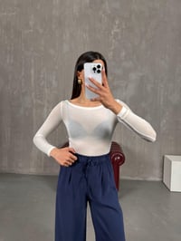 Beyaz Transparan Kaşmir Dokulu Bluz Gaus00272GausTRİKOGU1001627