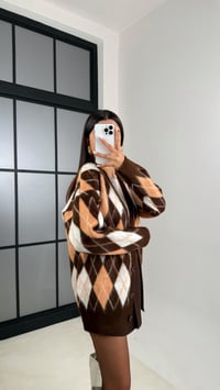 Turuncu Baklava Desenli Düğmeli Hırka GAUS-00493GAUSHIRKAGAUS-00493