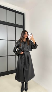 Siyah Kuşaklı Astarlı Premium Deri Trençkot GAUS-00127GAUSTRENÇKOTGAUS-00127