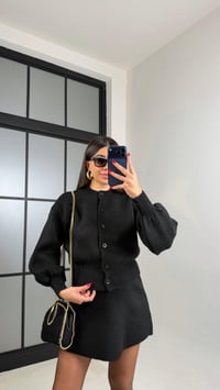 Siyah Hırka Beli Lastikli Etek İkili Triko Takım GAUS-00899GAUSSuitsGAUS-00899