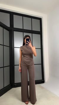 Vizon Sıfır Kol Bluz Beli Lastikli Pantolon Modal Takım GAUS-01348GAUSSuitsGAUS-01348