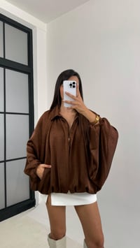 Kahve Saten Bomber Ceket GAUS-00118GAUSCEKETGAUS-00118