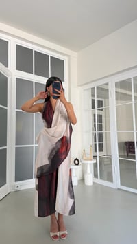 Çok Renkli Halter Yaka Şal Detaylı Saten Elbise GAUS-01823GAUSELBİSEGAUS-01823