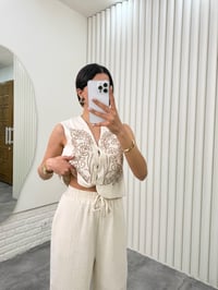 Taş Nakışlı Yelek Beli Lastikli Cepli Pantolon Müslin Takım Gaus00333GausTAKIMGU1001772