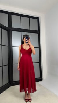 Bordo Örgü Askılı Astarlı Şifon Elbise GAUS-01377GAUSELBİSEGAUS-01377