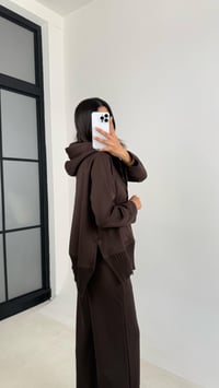 Acı Kahve Kapüşonlu Hırka Beli Lastikli Pantolon İkili Premium Takım GAUS-0075GAUSTAKIMGAUS-0075