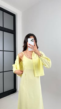 Sarı Ayarlanabilir Askılı Elbise Gömlek İkili Tensel Takım Gaus00467GausTAKIMGU1002093