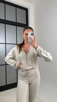 Taş Crop Hırka Beli Lastikli İspanyol Paça Pantolon İkili Takım GAUS-00557GAUSSuitsGAUS-00557